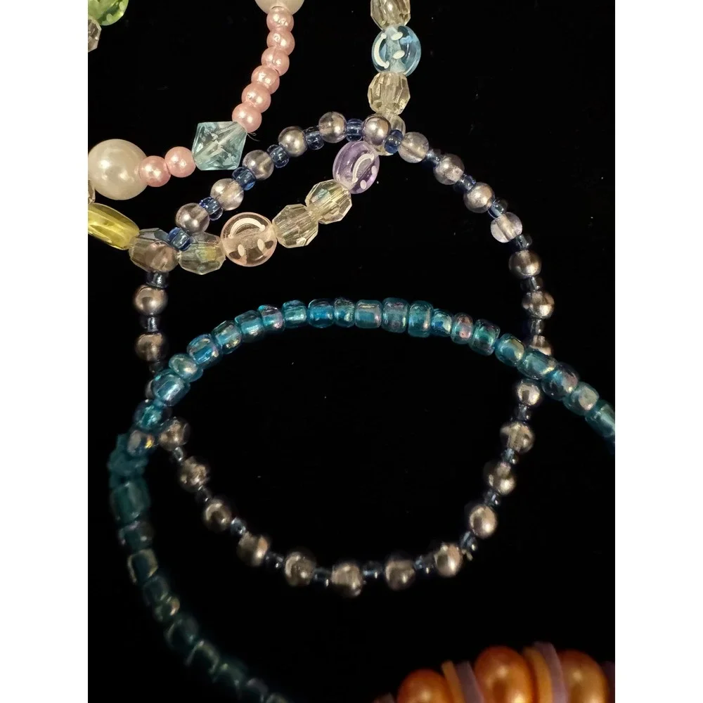Kids 17pc Jewelry Lot Beaded Necklaces Zipper Heart Bracelets Character Charms